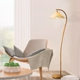 thumbnail image 5 of Novogratz x Globe 62" Wood Toned Floor Lamp with White Pleated Fabric Shade, 5 of 8