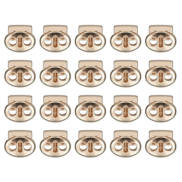 Resorte Cable Bloqueo Extremo Palanca, 24uds Doble Agujero Resorte Tapón Aleación Sujetador Deslizador Palanca Clip para Cordones, Cordones, Bolsas (Oro, 17x15mm)
