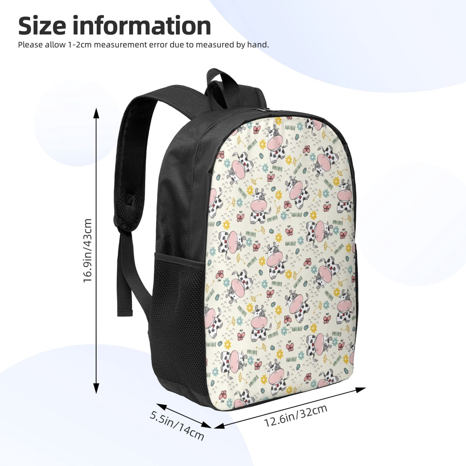 Xecao Cute Cow print Travel Backpack, Large Computer Backpack for Men Women, College School Rucksack Book Bag