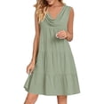 thumbnail image 5 of ClodeEU Women's Cowl Neck Sleeveless Tiered Mini Dress,Casual Loose Fit Sundress Green,Women's Plus L, 5 of 7