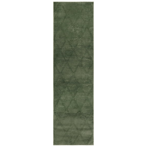 SAFAVIEH Revive Lorrin Diamond Polyester Runner Rug, Green, 2'3" x 10'