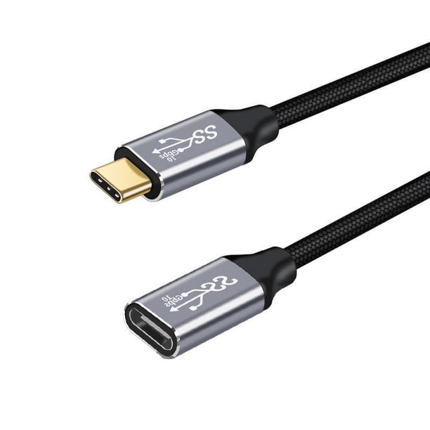 Cable de datos tipo C macho-hembra, cable de extensión de codo para base de expansión, cable de extensión con interruptor de carga rápida USB 3.1 Gen2