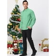 thumbnail image 4 of Unique Bargains Men's Plaid Button Down Long Sleeves Dress Checkered Shirts XL Green White, 4 of 6