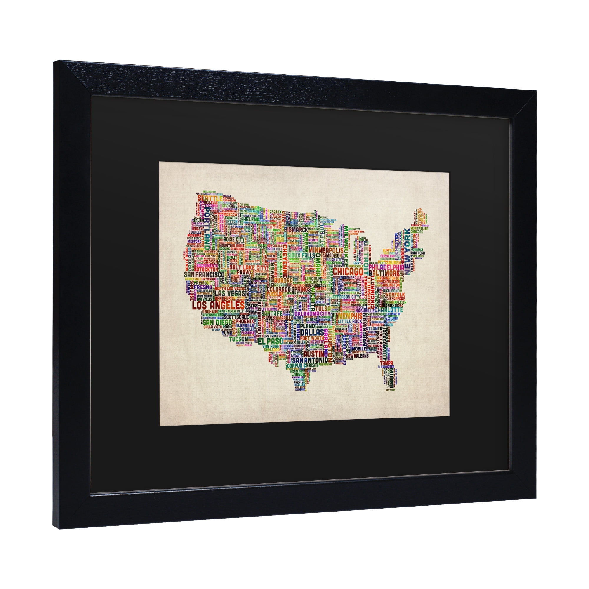 Trademark Fine Art 'US Cities Text Map VI' Canvas Art by Michael Tompsett