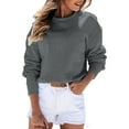 thumbnail image 1 of HNMKIU Crewneck Sweatshirt Ladies Autumn Winter O Neck Solid Color Pullover Sweatshirt, 1 of 4