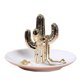 thumbnail image 1 of Plato de cerámica para joyería, soporte para anillos dorados con forma de cactus, bandeja para joyas, soporte para collares y pendientes, soporte de exhibición para decoración del hogar, 1 of 2