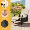 thumbnail image 3 of Dextrus 2-Piece Adjustable Wicker Recliner Chairs, Dual-Use Rattan Lounge Chairs with Thick Cushions, Extendable Footrest, Fold-Back Design - Brown+Beige, 3 of 5