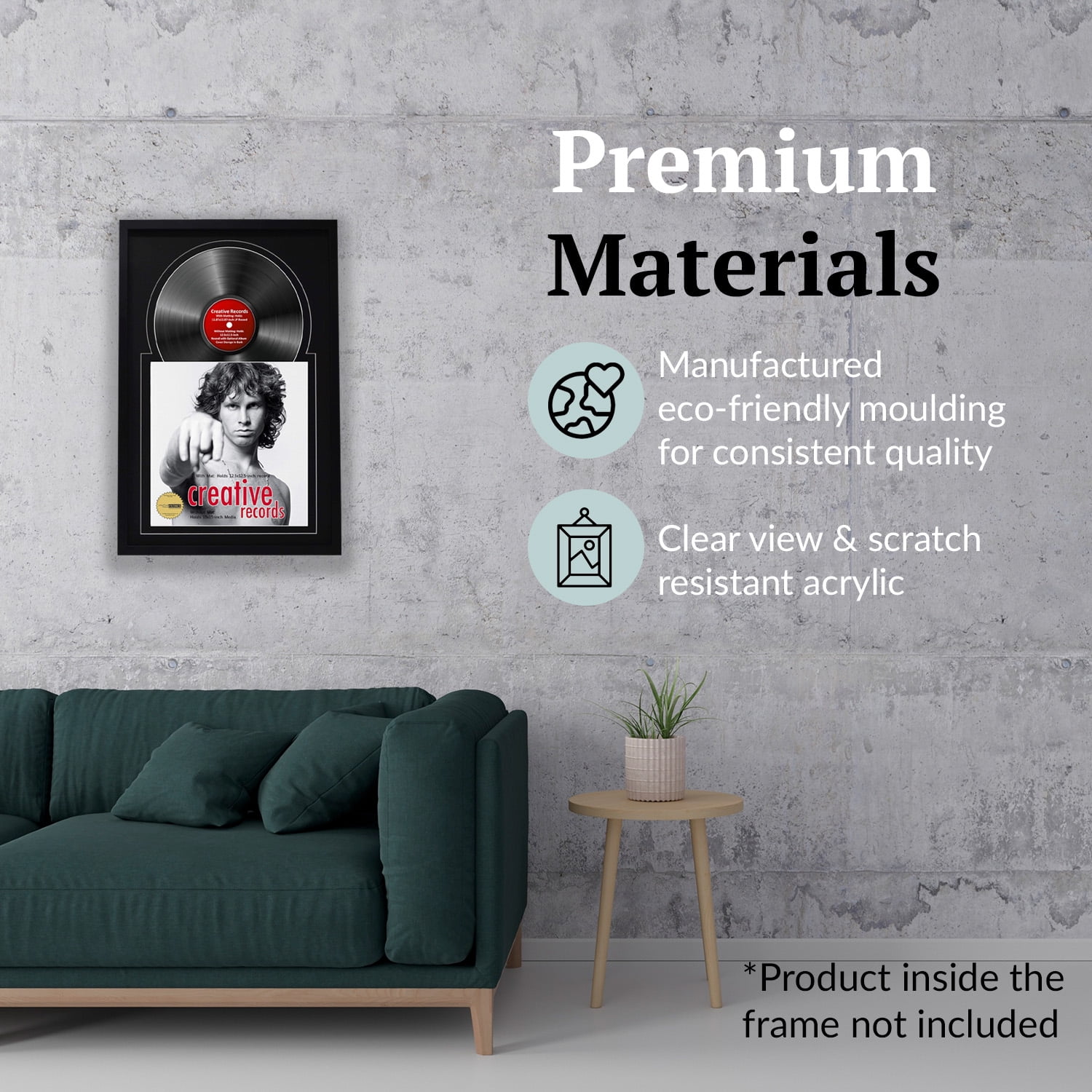 Creative Picture Frames 16"x24" Jukebox Vinyl Black Frame Display with Black-Black Double Matting, LP Record Album Frame for Wall Décor