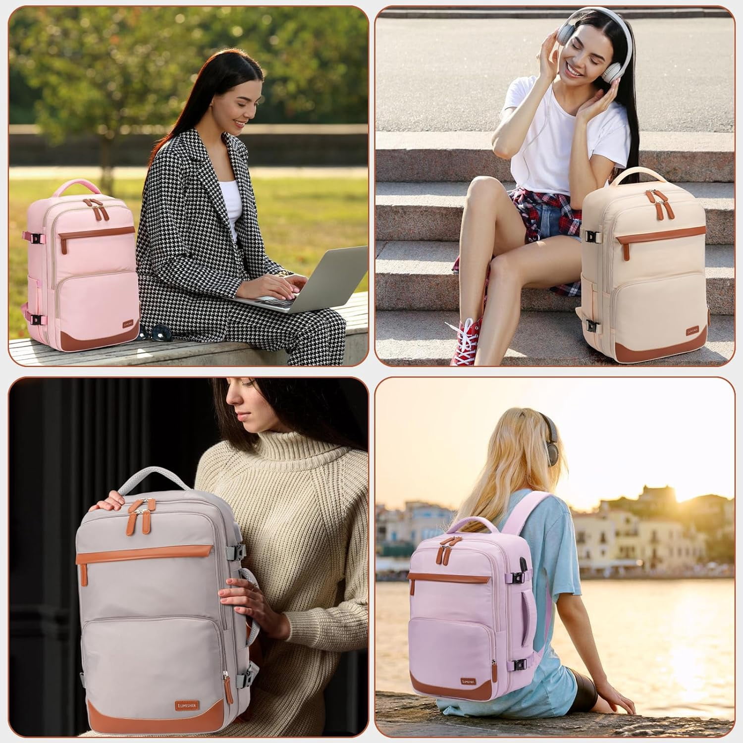 40L Travel Backpack with USB Charging Port, Water-Resistant Carry On Backpack for Men Women, Business Laptop Backpack for Trips & Commutes, Fits 17.3 Inch Laptop