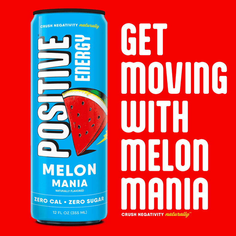 POSITIVE ENERGY, Positive Energy Drink, 12oz Can Pack 12, Melon