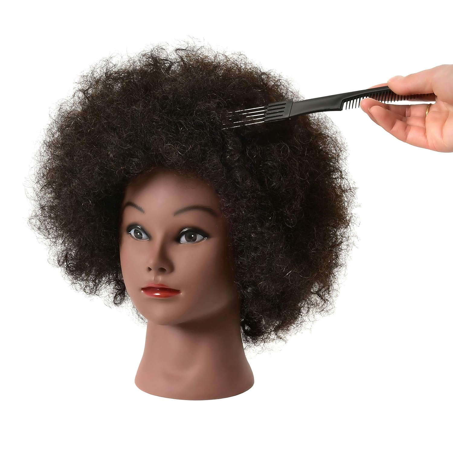 RYHAIR Kinky Curly 100% Human Hair Mannequin Head for Practice Braiding Styling Updos Cosmetology Barber Training with Stand