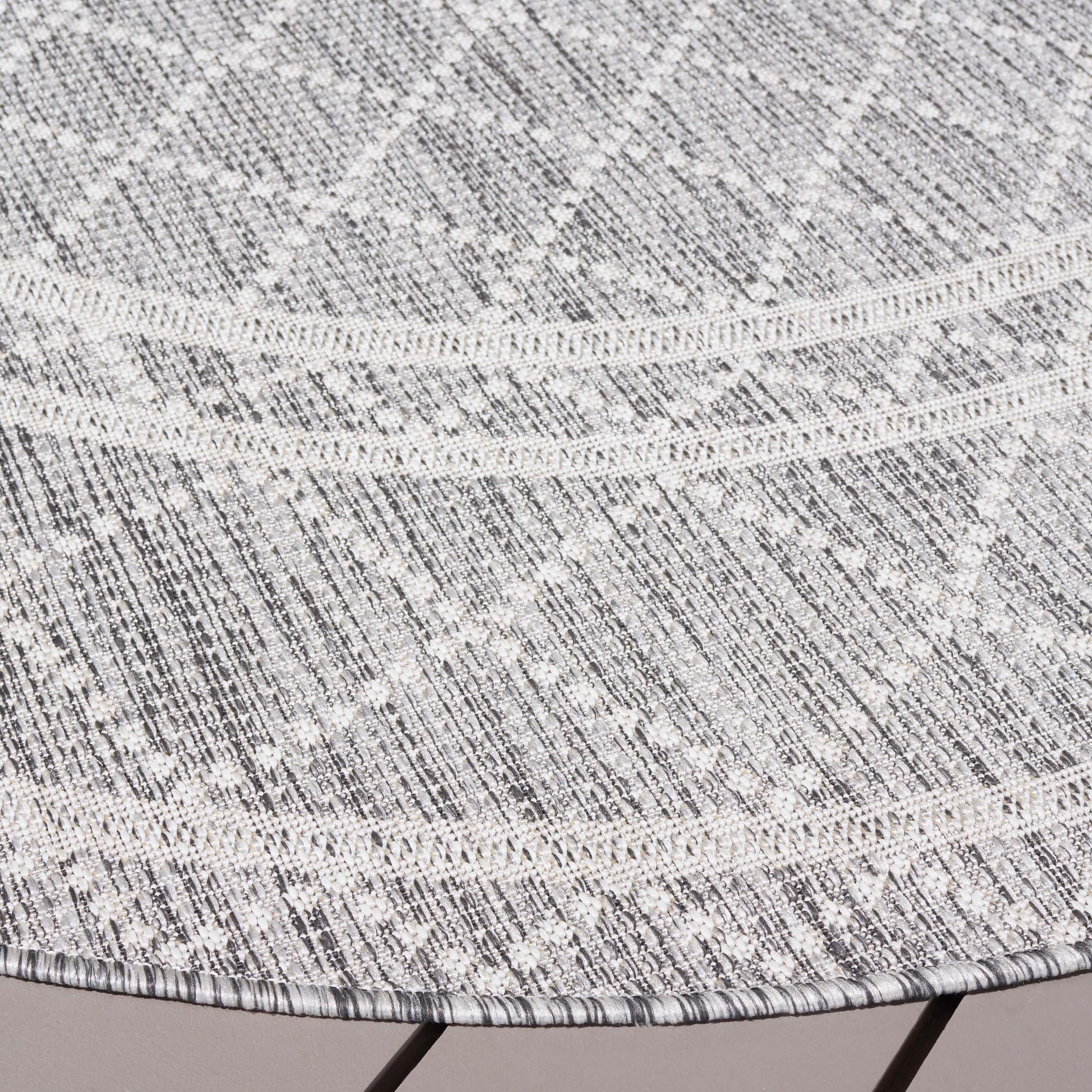 SAFAVIEH Courtyard Joyce Geometric Indoor/Outdoor Area Rug, Light Grey/Dark Grey, 6'7" x 6'7" Round