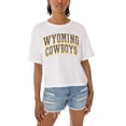 thumbnail image 3 of Women's Gameday Couture White Wyoming Cowboys Claim To Fame Boxy Cropped T-Shirt, 3 of 5