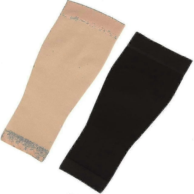 Barsinfi 2 Set Tattoo Cover Up Sleeve Lycra Elastic Fiber Arm Leg Compression Sleeves Concealer Support Color Black Skin