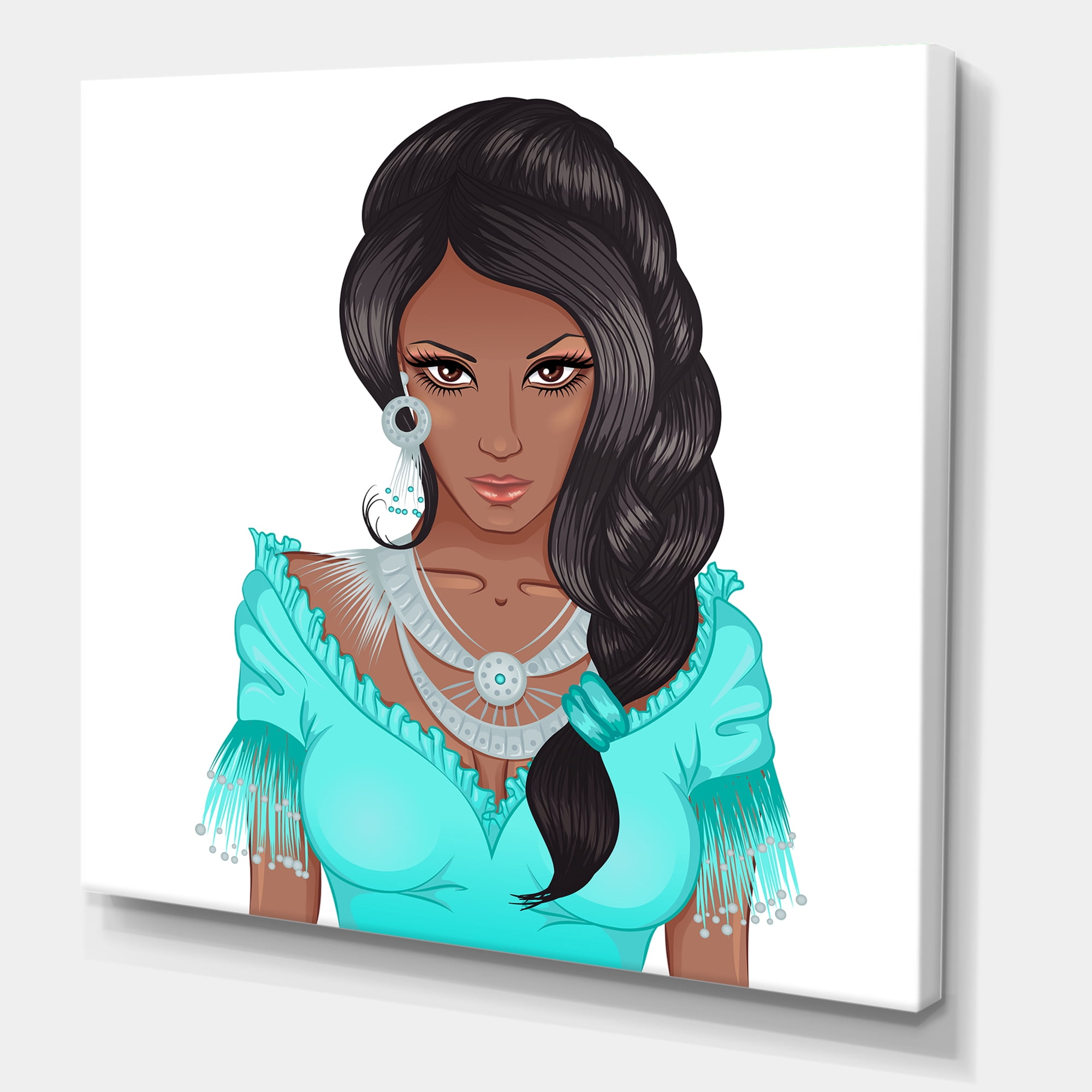 Portrait Of Afro American Woman XVI 30 in x 30 in Painting Canvas Art Print, by Designart