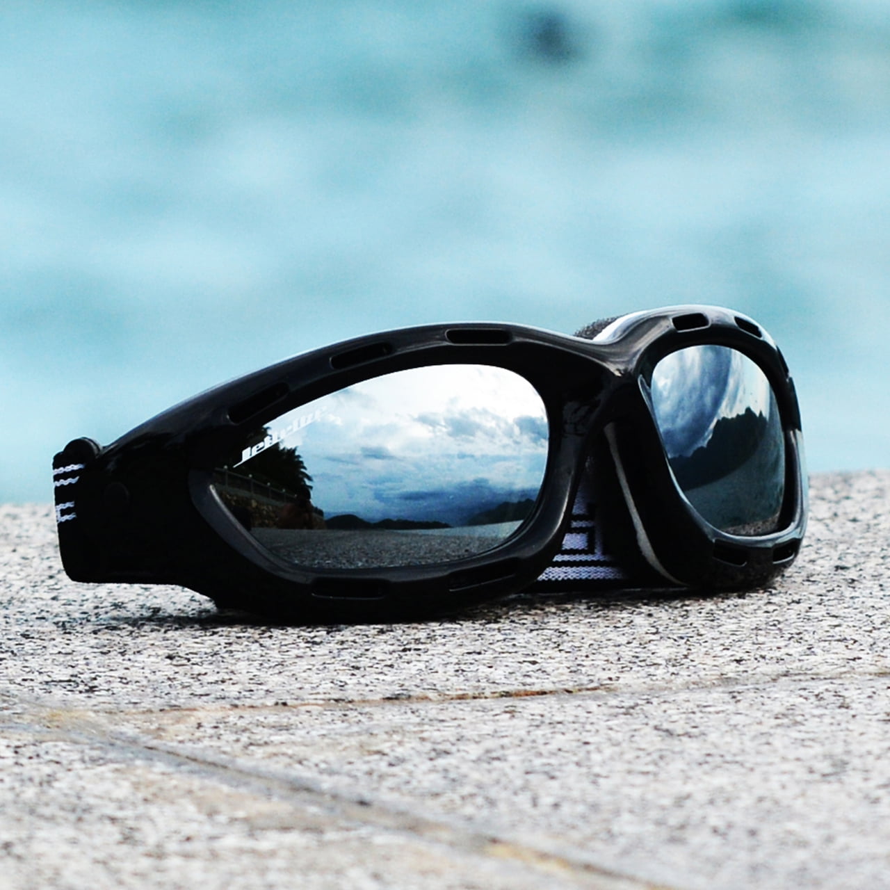 Vented Floating Jet Ski Goggles | Classic Black Frame / Smoke Tint Lens ...