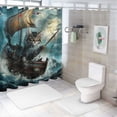 thumbnail image 7 of Orinice  Funny Cat Bathroom Shower Curtain Pirate Ship Sea Ocean Waves Nautical Sailboat Cool Kids Boys Hilarious Accessory 12 Plastic Hooks Waterproof Decor 69x72, 7 of 7