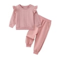 thumbnail image 6 of GYRATEDREAM Toddler Girls 2 Piece Outfits Ruffle Long Sleeve Pullover Sweatshirts and Sweatpants Fall Clothing Sets, 6 of 7