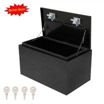 Tcbosik 30 inch Heavy Duty Aluminum Tool Box with Keys, Toolbox Chest Storage Organizer for Truck RV Trailer, Black