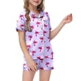 thumbnail image 1 of Pyjama en Satin Imprimé Manches Courtes Enfants Ensemble Pyjama Boutonné Ensemble Pyjama Classique Filles Pyjama Garçons Filles Mode, 1 of 5