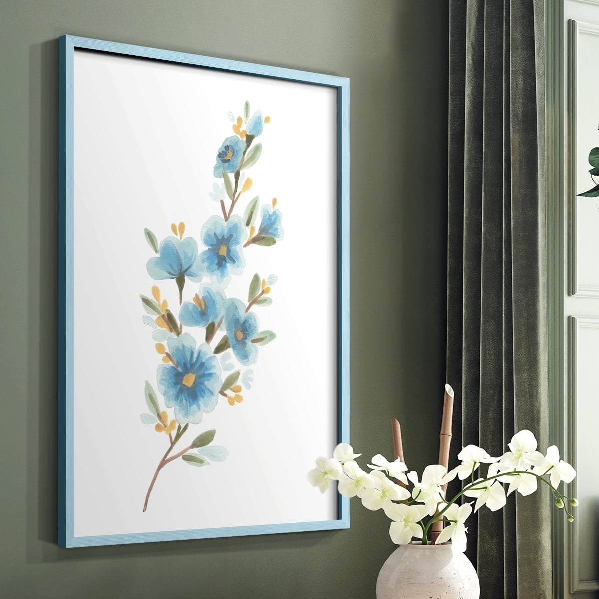 Wildflower Sprig II Framed Print - Solid Wood in Single Picture Frame Solid Wood 2 Framed Print