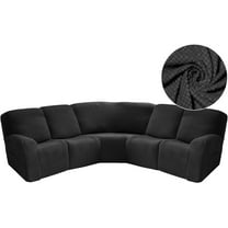 TOPCHANCES Stretch Recliner Sofa Slipcover for 5 Seat Recliner, 7-Piece Jacquard Sectional Couch Covers Furniture Protector ( Black )