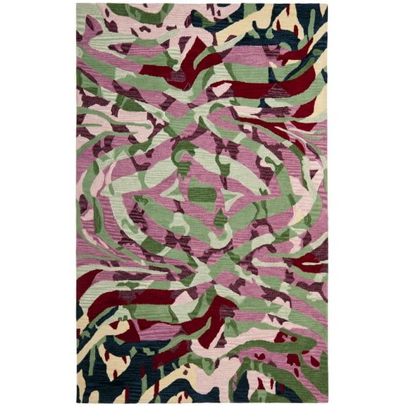 SAFAVIEH Soho Virginia Abstract Area Rug, Rose/Multi, 3'6" x 5'6"