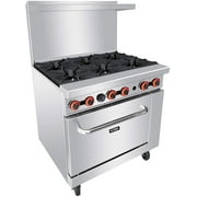 Commercial 6 Burner 36" Range with Standard Ovens- Heavy Duty Natural Gas Cooking Performance Group for Kitchen Restaurant, 177,000 BTU