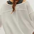 thumbnail image 4 of Women Long Sleeve T-Shirts Solid Color Dropped Shoulders V-Neck Waffle Shirts Spring Fall Loose Fit Tops Streetwear, 4 of 7