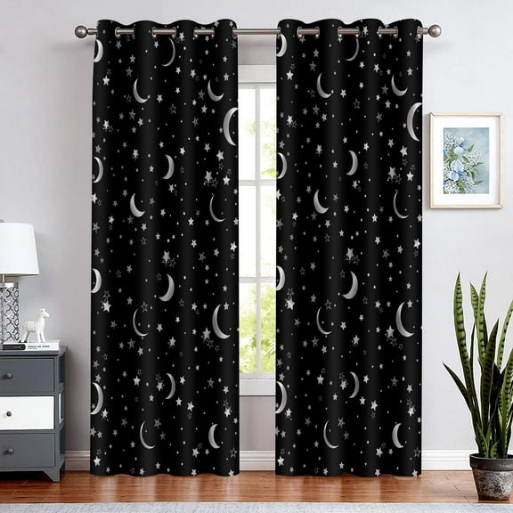 Star Curtains for Bedroom 42x84inch Kids Blackout Curtains Black Blackout Curtains Insulated Room Darkening Window Drapes for Nursery 2 Panels