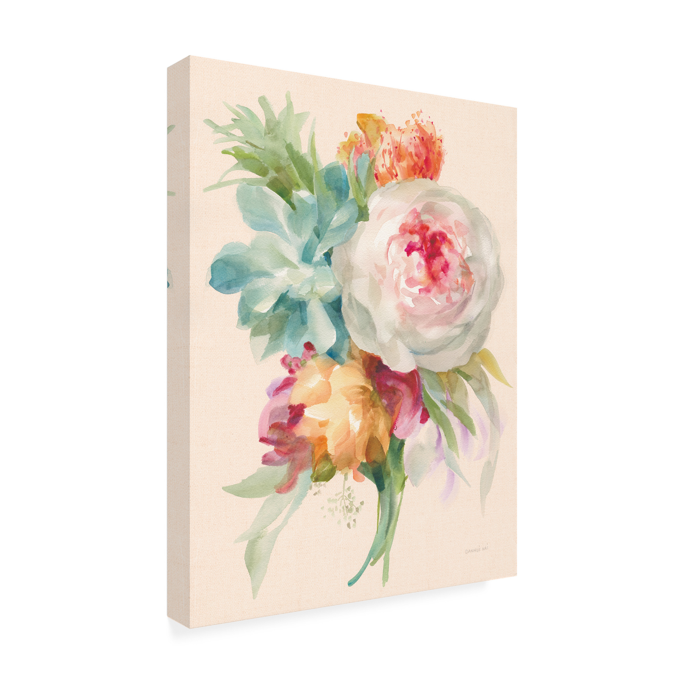 Trademark Fine Art 'Garden Bouquet I on Peach Linen' Canvas Art by Danhui Nai
