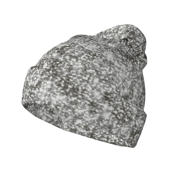 Picia Silver Glitter Pattern Knitted Beanie Hat for Men and Women , Unisex Winter Warm Stretchy Knit Cap Thick Fisherman Beanies Cuffed Plain Skull Caps