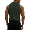 thumbnail image 3 of Mens High Neckline Tank Top Gym Workout Sleeveless Ribbed Solid Tank Top Athletic Shirts Army Green L, 3 of 4