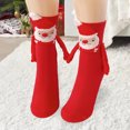 thumbnail image 4 of 1 par de calcetines magnéticos navideños mano a mano para mujeres y hombres (Papá Noel rojo) Ygjytge Rojo mujer, 4 of 5