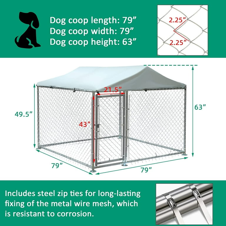 VIVIJASON Outdoor Large Dog Kennel, Heavy Duty, Secure