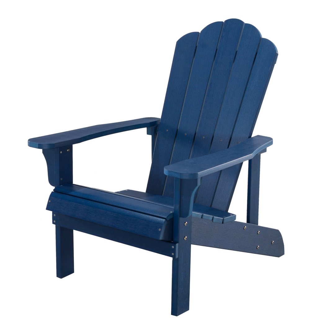 3 Pieces Adirondack Chair Set, Outdoor Wood Furniture Set with 2 Folding Lounge Chairs & Side Table,Widened Armrest Ergonomic Design,All Weather Conversation Set for Garden Patio Backyard,Blue - image 4 of 4