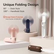 JISULIFE Portable Mini Fan, Rechargeable Handheld Fan, 19Hrs Runtime stadium fan with Flashlight & Power Bank, 3 IN 1 Foldable Pocket Fan for Travel, Office, Gift for Women -Pink