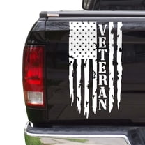 Veteran Vietnam Retired Distressed American USA US Flag Truck Tailgate Vinyl Decal Compatible with most Pickup Trucks – U.S. Army Sticker USMC USAF US Navy Decal (11" x 20", Matte White)