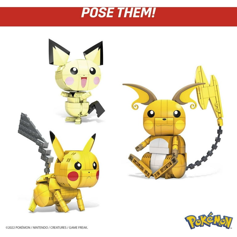 MEGA Pokemon Build & Show Pikachu Evolution Trio Construction Set, Building  Toys for Kids