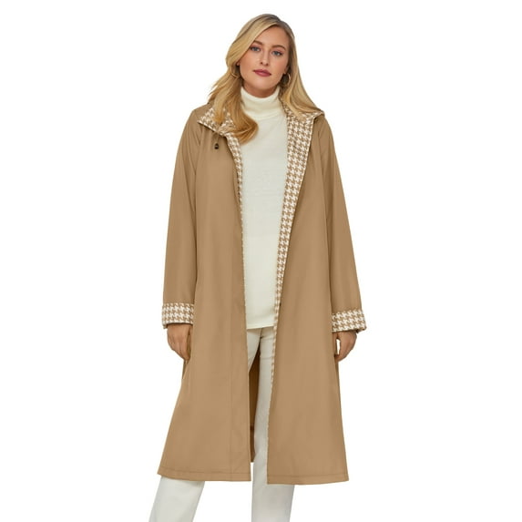 Jessica London Women's Plus Size Contrast Hood Raincoat Raincoat