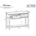 thumbnail image 5 of 44 Inch Retro Console Table with 2 Storage Drawers and Bottom Open Shelf, Solid Wood Rectangular Side Table Storage Cabinets with Large Tabletop Space and Wooden Legs for Entry Way Living Room, White, 5 of 5
