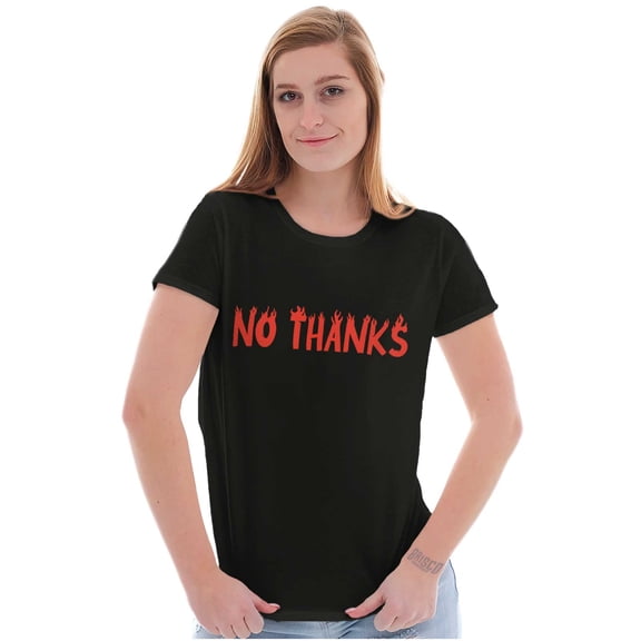 Funny Sarcastic No Thanks Humor Womens Slim Fit Graphic Tee Brisco Brands S