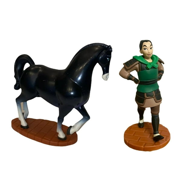 Mulan As Warrior Soldier 4” & Khan Horse PVC Cake Topper Figure Figurine New