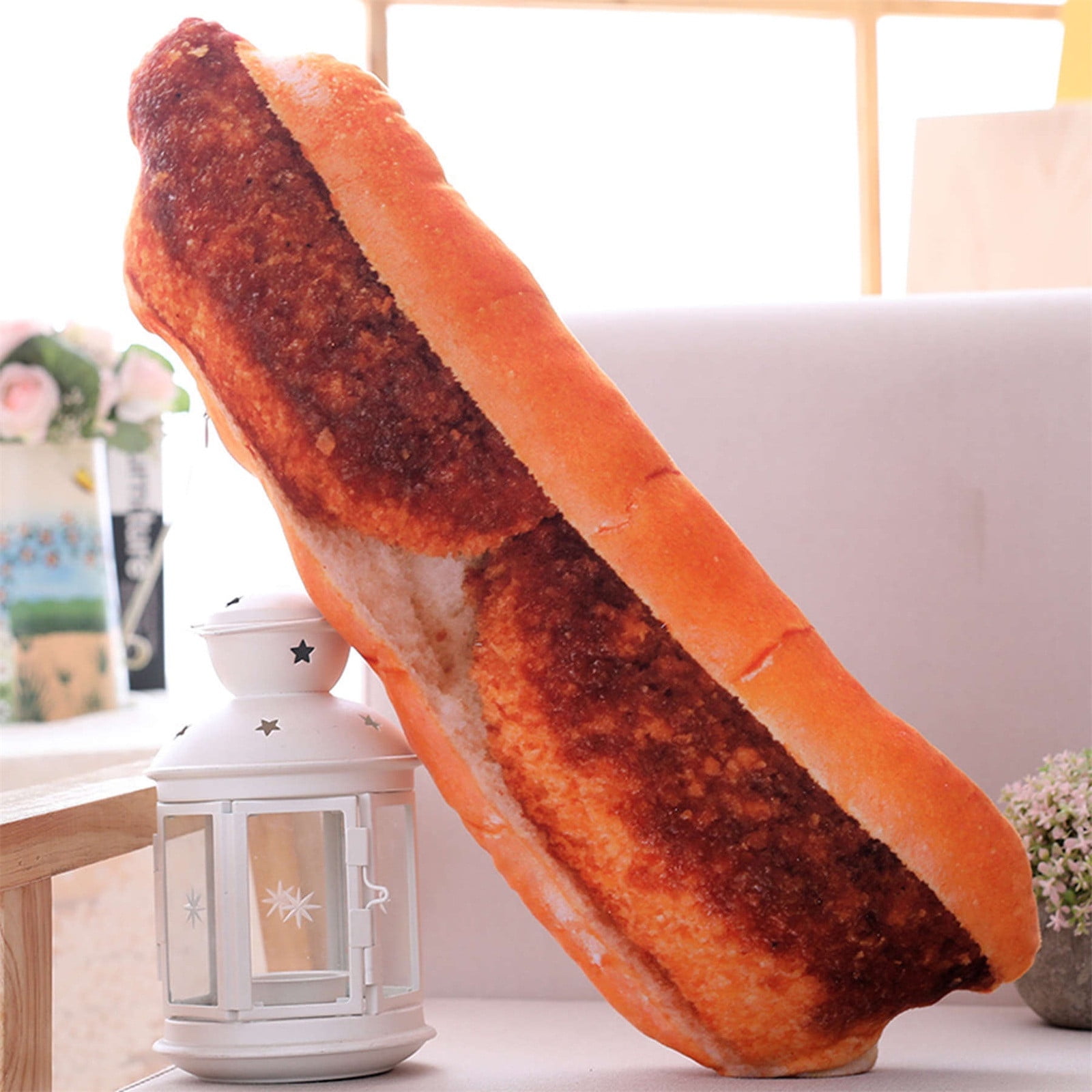 Throw Pillows 50Cm 3D Bread Shape Pillow Soft Lumbar Back Cushion Plush  Stuffed Toy 
