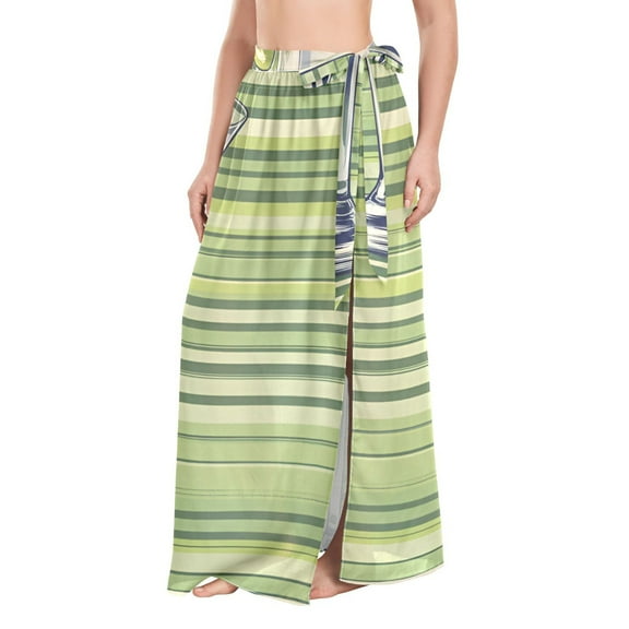 FORMRS Womens Beach Sarong Semi-Sheer Bikini Wrap Skirt Swimsuit Cover-ups, Green Martini Glass