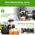 thumbnail image 2 of Juicer Machine, Aobosi Slow Masticating Juicer, Cold Press Juicer Machines with Reverse Function, Quiet Motor, High Juice Yield with Juice Jug & Brush for Cleaning, Black, 2 of 7