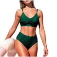 thumbnail image 4 of Annhoo Womens Bikini Swimsuits High Waist V Neck Solid Color Slim Beach Swimwear Spring Summer Swim Clothes, 4 of 7