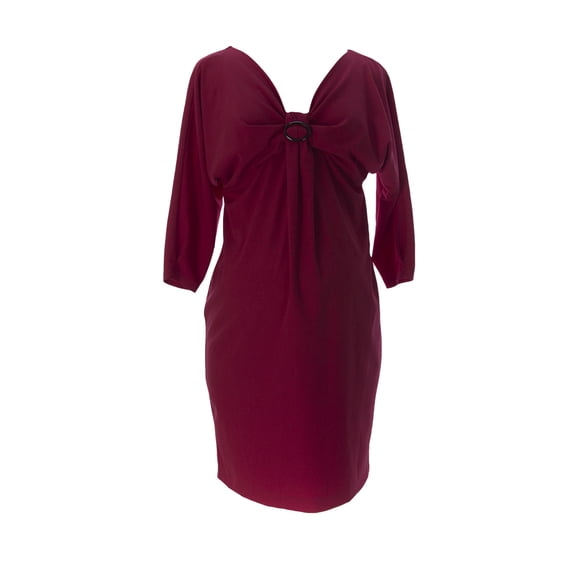 9FASHION Maternity Women's Chantal Dress w/ Buckle, Small, Red