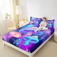 thumbnail image 4 of jejeloiu Neon Cartoon Mushroom Twin Sheet Sets,Watercolor Ombre Effect Bedding For Girls 3 Pieces, 4 of 7