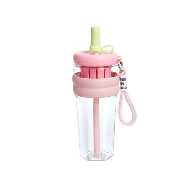 Flower Tea Cup Plastic Straw Cup With Handle Flower Tea Cup Outdoor Portable Large Capacity Men And Women Straw Cups